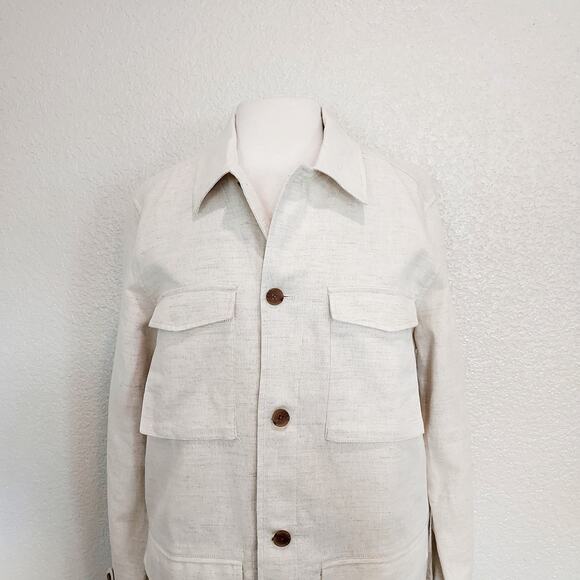 NEW Banana Republic Cream Linen Blazer Jacket Size M - Picture 2 of 15